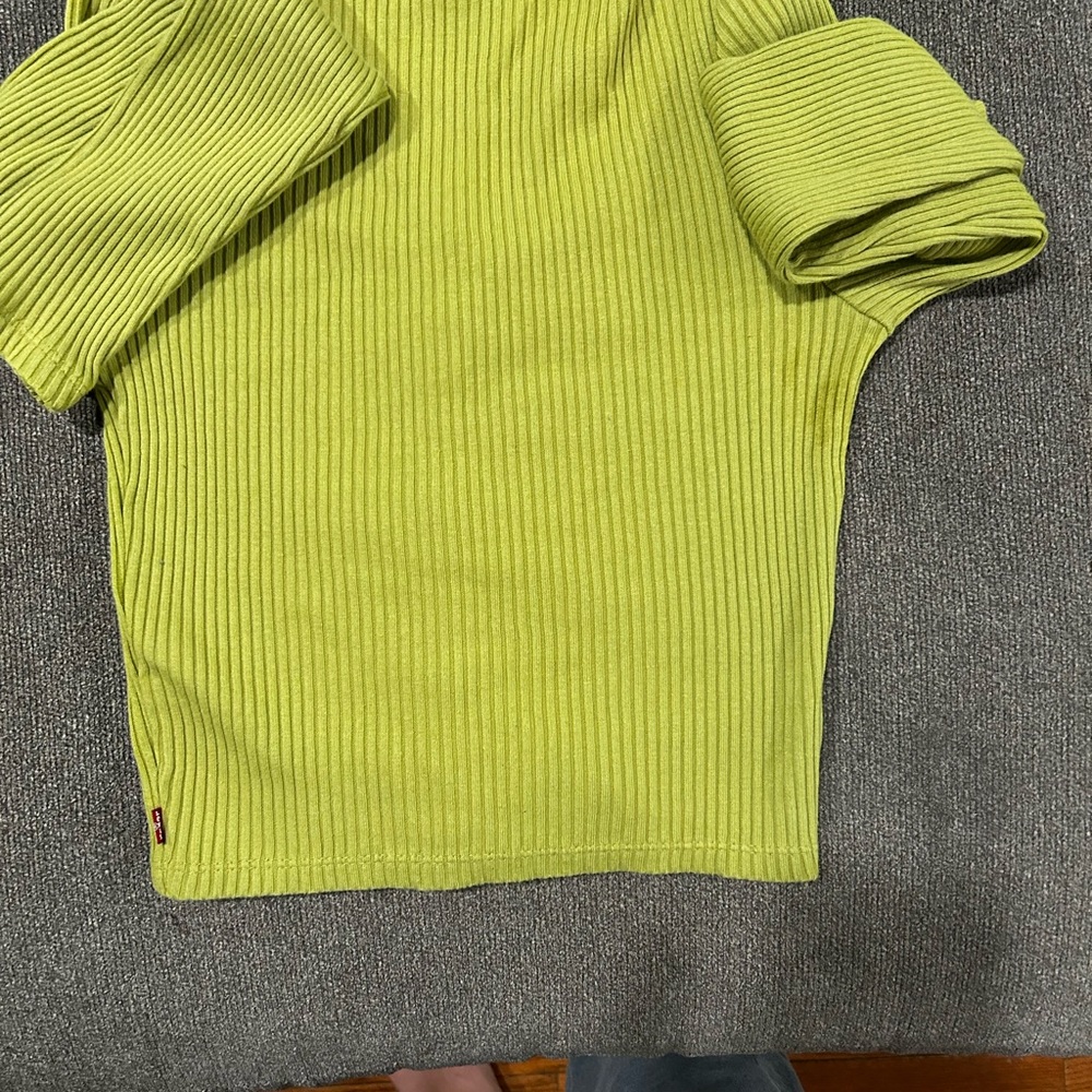 Lime Green Ribbed Button-Up Cardigan - Picture 5 of 5